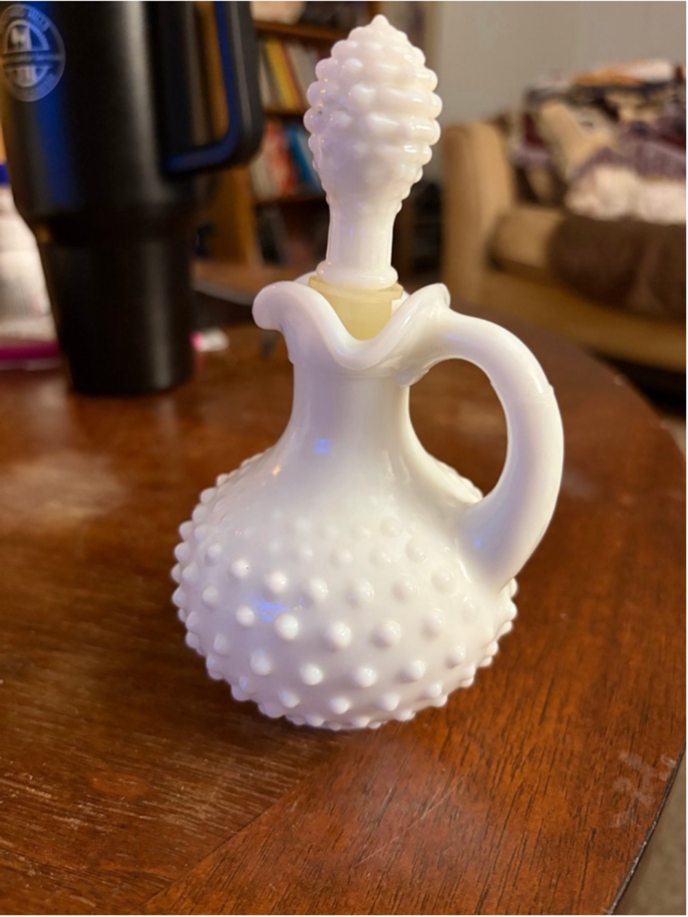 Avon White Hobnail Milk Glass Decanter Decor One Size